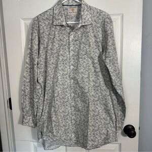 Brook Taverner Cotton Stretch Classic Fit dress shirt, 17/35, floral, office